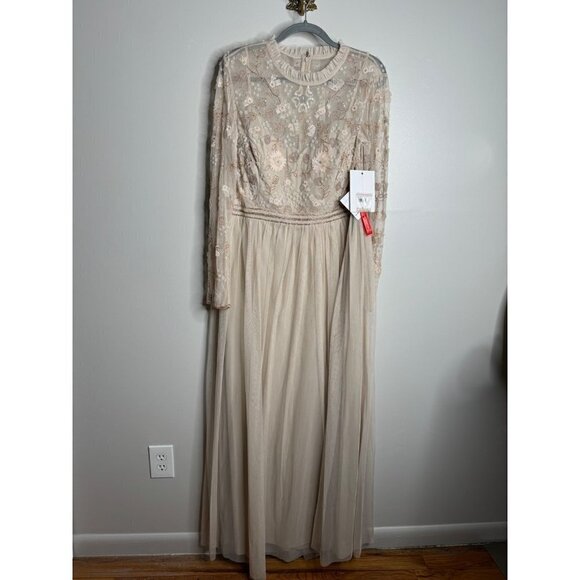 Mac Duggal A-line Heavenly Gown 9132 Illusions High Neck Flowy Size 16 NEW - Picture 5 of 11